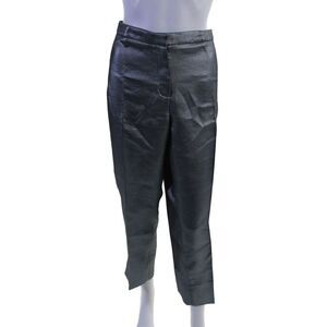 Pure Collection Womens Metallic Tapered Pants Trousers Silver Size 14/16